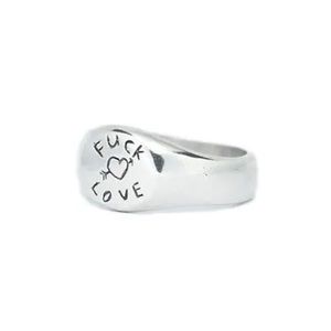 Sterling Silver F*ck Love Signet Ring